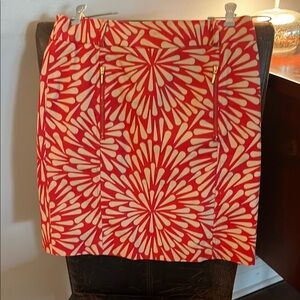 Talbots Red and White Floral Midi Skirt